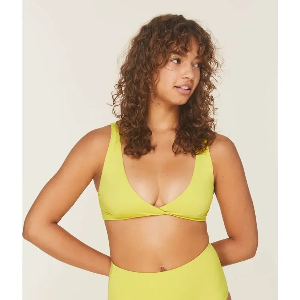 Andie Swim The Belmar Bikini Top Eco Nylon in Honeysuckle Yellow M NWT